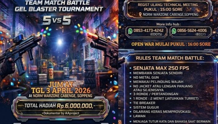 Ayo Ramaikan! Turnamen Gel Blaster 5 vs 5 FED42 x NORM Siap Digelar di Soppeng