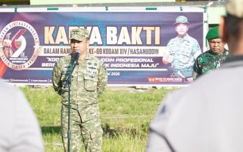 Kodim 1423/Soppeng Hidupkan  Semangat Gotong Royong di HUT Kodam XIV/Hasanuddin