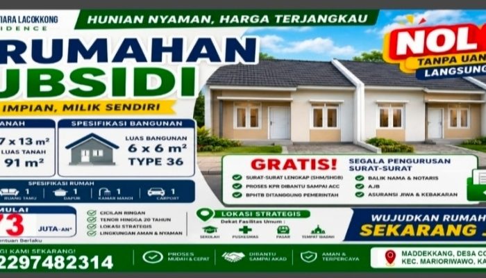 Miliki Rumah Impian Villa Mutiara Lacokkong Residence Tawarkan Proses KPR Mudah